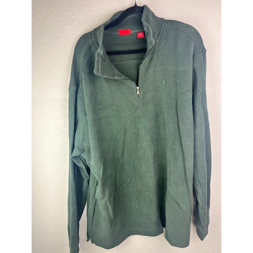 Izod 1/4 Zip Pullover Sweater Mens Size XXL Green Long Sleeve